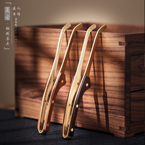 Day Style Bronze Tea Clip Black Sandalwood Wood Grain Kongfu Tea Accessories Cups of tea Clips Tea Clips Tea Tweezers