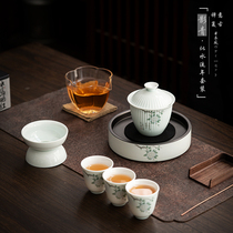 Day Style Bubble Tea Set Suit Home Living Room Office Ceramic Lid Bowl Tea Tray Tea Tray Light Lavish Kutian Tea Small Sets