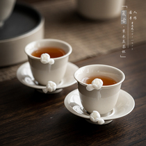 Retro tea cup hand-kneaded kung fu tea set master cup tea cup small tea bowl single cup set grass and wood gray glaze cup