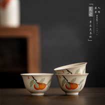 Handmade grass and wood gray tea cup retro master cup tea cup household kung fu tea set small tea bowl single cup personal cup