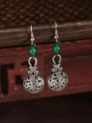 Loulan Inn Ethnic Wind Earrings retro earrings Sterling Silver Yunnan Tibetan Jewelry Summer Ear Clip Women