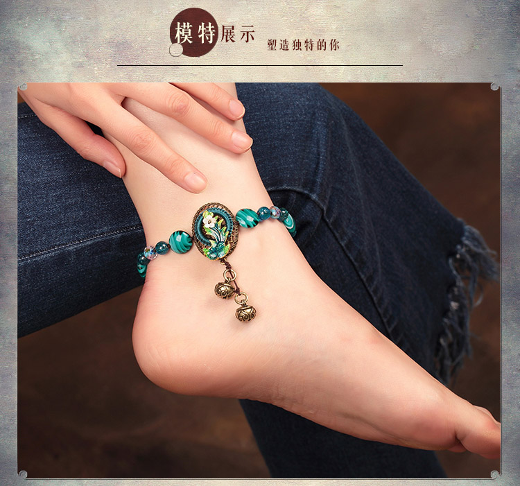Loulan Inn phong cách retro dân tộc gió vòng chân chuông gợi cảm phong cách Trung Quốc bạn gái Hàn Quốc chân chuỗi trang sức nữ lắc chân nữ