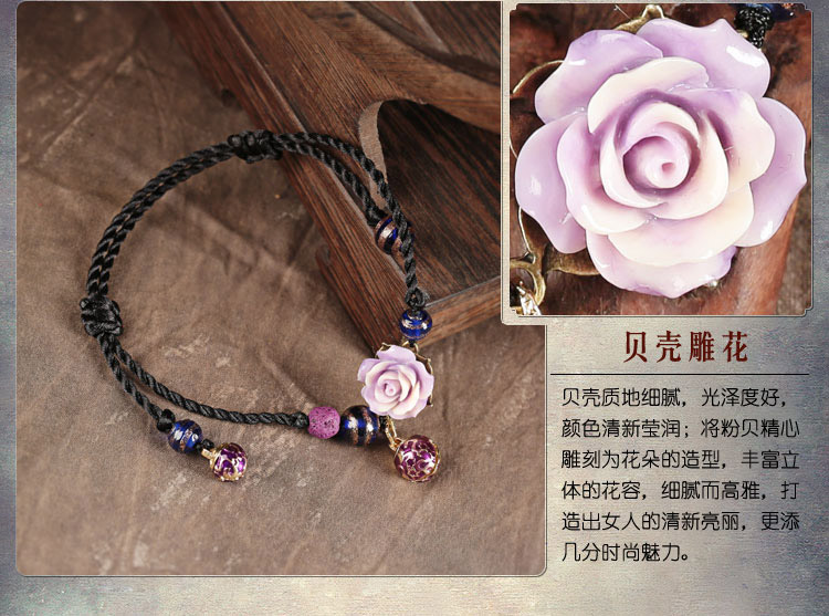Vòng chân gió quốc gia đơn giản, chuông dài retro có âm thanh chân học sinh vỏ hoa tươi chân trang trí trang sức nữ vòng đeo chân
