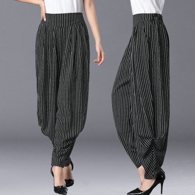 2024 versatile bloomers summer ກາງເກງບາງໄຂມັນ mm loose flesh-covering harem pants wide leg ຕີນຂະຫນາດນ້ອຍ trousers ສໍາລັບແມ່ຍິງ