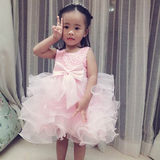 Girls dress princess dress children tutu dress flower girl wedding dress foreign style infant baby birthday gauze skirt