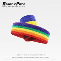 RainbowPride Six-color rainbow wrist hair band head protector LGBT sports fitness men and women cotton towel sweat absorption