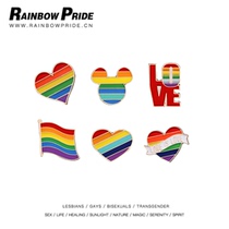 RainbowPride six-color rainbow flag brooch badge Mickey LOVE gay LGBT jewelry love flag logo