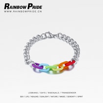 Rainbowpride Six-color Rainbow bracelet Hand rope Same-sex couple Titanium steel bracelet for men and women couples LGBT jewelry