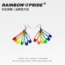 RainbowPride six-color rainbow pin earrings LGBT same-sex LES multi-color Japanese and Korean fun stud earrings earrings