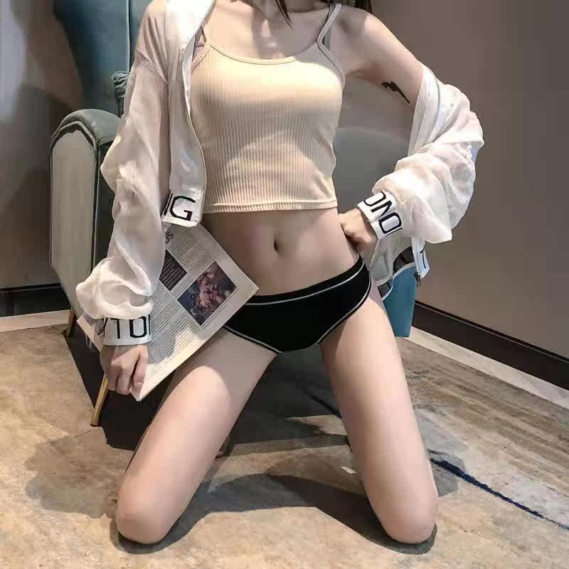 Salt series simple solid color basic model black and white gray low waist soft pit strip cotton comfortable breathable student girls underwear