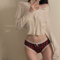 Day Ensemble ICE SILK UNDERPANTS WOMAN LOW WAISTED SWEETNESS ALL SIZES COMFORT COTTON CROTCH PLAID LACE SIDE TRIANGLE PANTS