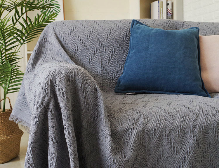 ins nordic đơn giản màu xám sofa kẻ sọc vải sofa chăn bọc vải bụi che nắp bảo vệ bìa đầy đủ - Bảo vệ bụi áo trùm vệ sinh máy lạnh