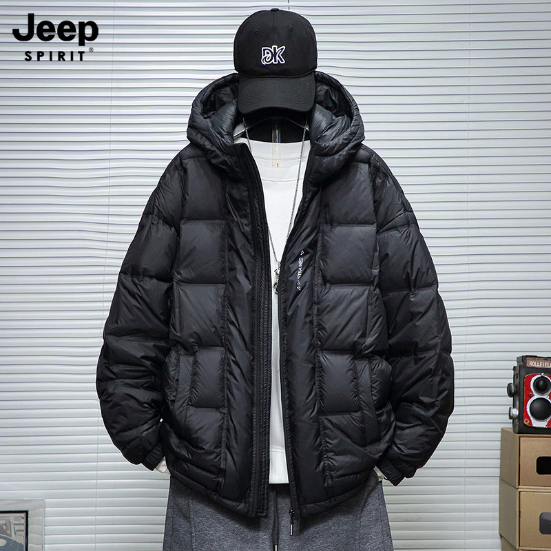 JEEP SPIRIT Бренд Jeep Tide Пуховик с капюшоном Cloud Puff, мужская свободная куртка на 90 белом утином пуху большого размера