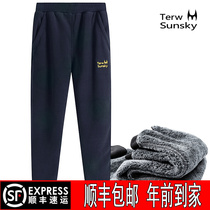 Autumn and winter thickened cashmere pants cold-resistant warm outdoor fleece pants men's large size sports leggings pants autumn pants