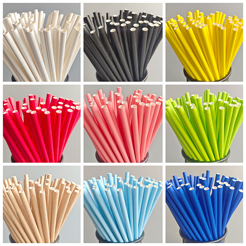 25-pack solid color Solid color paper straw Birthday wedding party Holiday party supplies