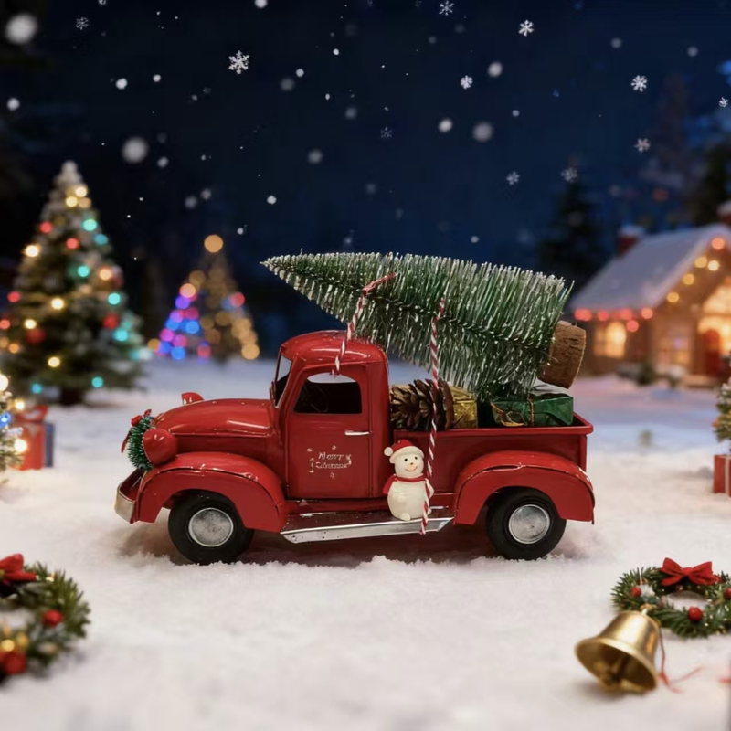 Amazon Cross-Border Vintage Red or Blue Truck Decorative Ornaments Christmas Decoration Gift Made of Metal Car Amazon Cross-Border Vintage Red or Blue Truck Decorative Ornaments Christmas Decoration Gift Made of Metal Car