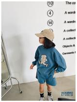 IAIAMMO spring and summer three-dimensional wool embroidery Elf long-sleeved T-shirt shorts Childrens suit childrens clothing