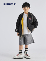 iiaammo new product original design spring and summer foreign style simple double-sided wear bear child neutral casual jacket jacket