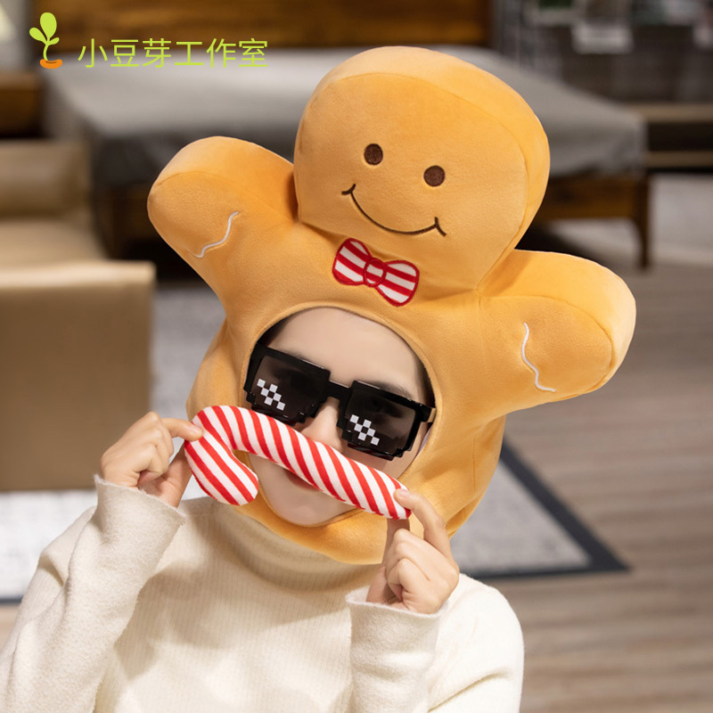 New Christmas Candy Cane Gingerbread Man Headgear New Year Christmas Photography Cute Hat Headwear Photo Shoot Funny Performance