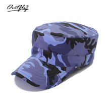 Camouflage flat top hat Mens and womens field anti-UV sun hat Cotton cap large head circumference breathable leisure cap