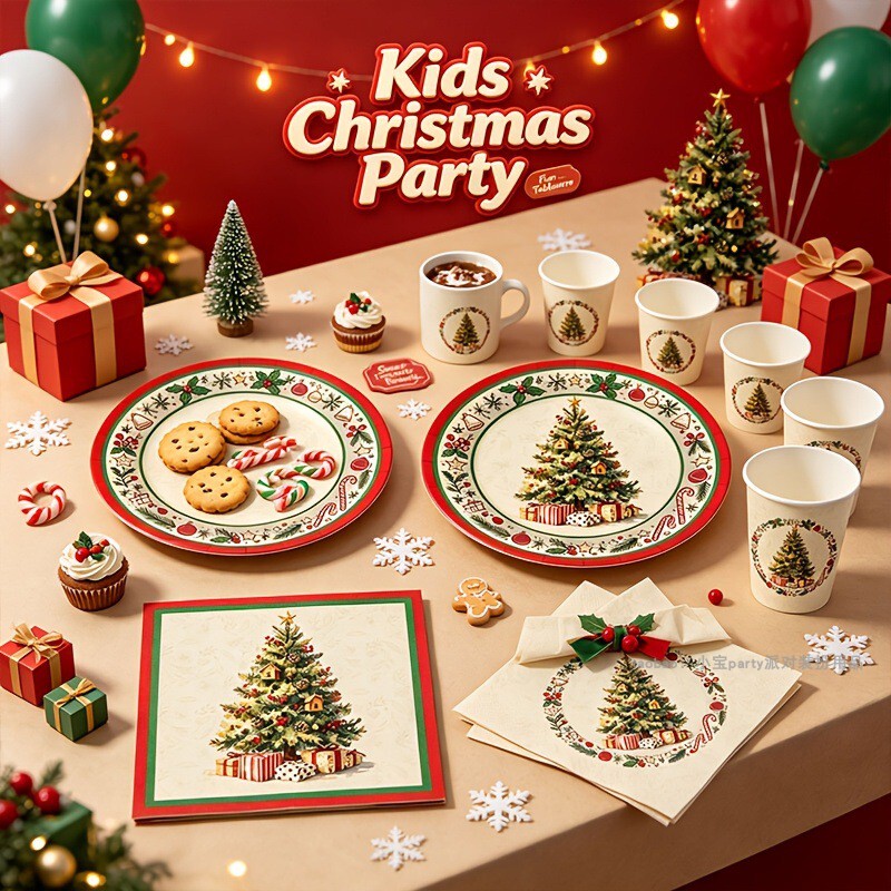 Christmas Disposable Tableware Plates Party Paper Plates Paper Cups Paper Towels Tablecloths Dessert Table Christmas Decoration Supplies Christmas Disposable Tableware Plates Party Paper Plates Paper Cups Paper Towels Tablecloths Dessert Table Christmas Decoration Supplies