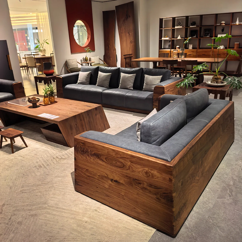 Light Luxury New Chinese Style Solid Wood Sofa Combination Modern Simple Sofa Living Room Size Apartment Black Walnut High-End Furniture Light Luxury New Chinese Style Solid Wood Sofa Combination Modern Simple Sofa Living Room Size Apartment Black Walnut High-End Furniture