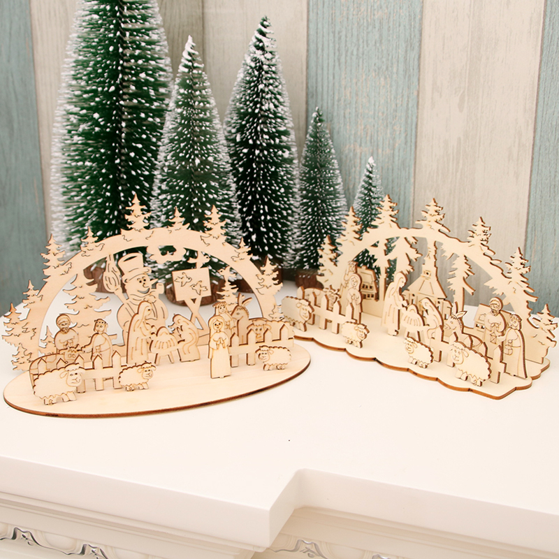 New Christmas decoration supplies wooden puzzle diy ornaments three-dimensional puzzle children's handmade gifts