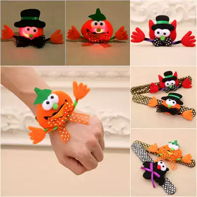 Halloween decorative toy pumpkin bat ghost clap circle children's luminous sequin bracelet with lamp hand buckle gift