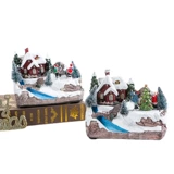 Новый стиль вращающихся смол украшений с музыкой, подарками рождественской сцены, рождественская снежная сцена.