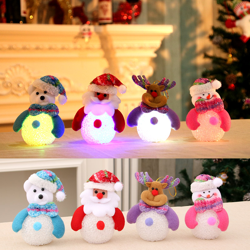 Christmas Decorations Accessories Shine EVA Little Snow Man Little Night Lights Christmas Gifts Christmas Tree Pendant Decorations
