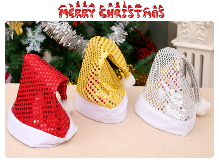 Christmas Adult Christmas Hat Sequined Christmas Decorative Cap Christmas Hat For The Elderly Party Performance Decorations Cap display picture 7