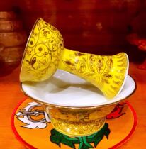 Ancient method of tracing gold color porcelain Zunsheng Guardian wine glass porcelain inheritance formula for Cup tantric Tibetan secret tribute Gongbu wine cup Cup Cup