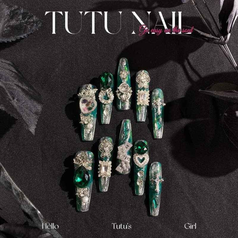 Cancer Tutu Nail Handmade Detachable Nail Art Heavy-Duty Extra-Long T-Tip Emerald Zodiac Fine Dog Cancer Tutu Nail Handmade Detachable Nail Art Heavy-Duty Extra-Long T-Tip Emerald Zodiac Fine Dog