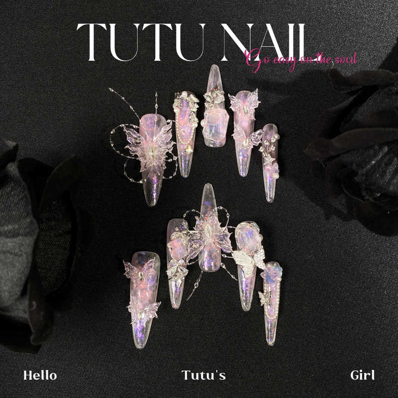 【Butterfly Flying】Tutu Nail Handmade Wearable Nail Art Heavy Craft Butterfly 3D Fish Line Powder Whitening High-End 【Butterfly Flying】Tutu Nail Handmade Wearable Nail Art Heavy Craft Butterfly 3D Fish Line Powder Whitening High-End