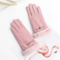  Winter gloves women plus velvet thickened warm spring and autumn cycling autumn and winter student cycling touch screen Korean version cute