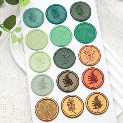Wholesale of green leaf, green plant, fire paint, wax label, retro plant leaf seal, wax print, journal decoration, envelope and seal stickers