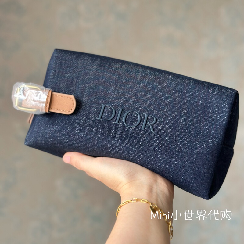 Dior's New Wilderness Men's Cosmetic Bag, Denim Storage Bag with Handle, Large Capacity Toiletry Bag