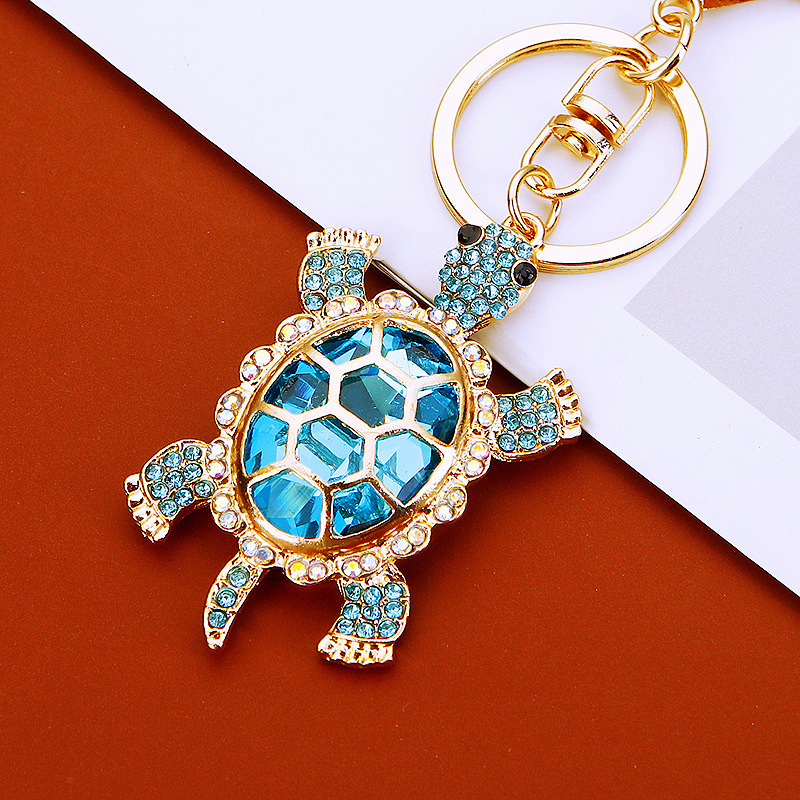 Diamond-Encrusted Turtle Crystal Car Keychain Metal Creative Unisex Key Ring Bag Pendant Decoration Gift
