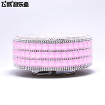 diy color diamond round rotating music box base DIY music box accessories luxury rotating display platform Sky City