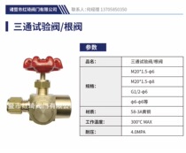 Tee brass pressure gauge root valve three-way test valve marine needle type valve diesel needle type valve