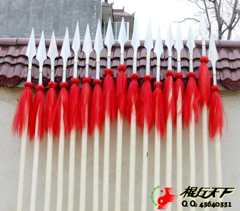 White Rawbar red tassel white wax rod Shaolin gun barking gun stainless steel gun head and stainless iron gun head