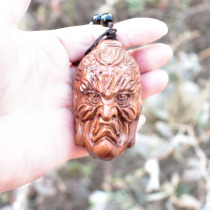 Natural Lao yellow pear wood carving between good and evil a thought of personality hand pieces Mahogany hand carved toys