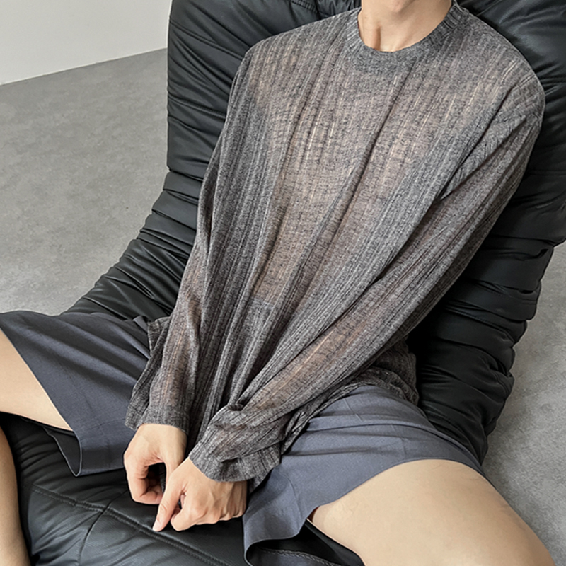 Korean Style Simple Hollow-Out Ribbed Long-Sleeve Knit Top with a High-End Feel, Loose Fit, Layered Wool Knit Long-Sleeve T-Shirt Korean Style Simple Hollow-Out Ribbed Long-Sleeve Knit Top with a High-End Feel, Loose Fit, Layered Wool Knit Long-Sleeve T-Shirt
