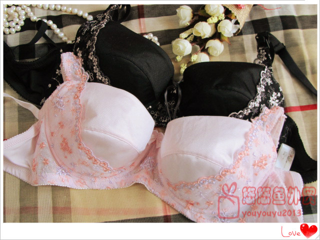Foreign Trade Day Export Embroidered Nursing Bras Black Pink Mummy Underwear Anti-sagging Soft Steel Rings Two Pieces