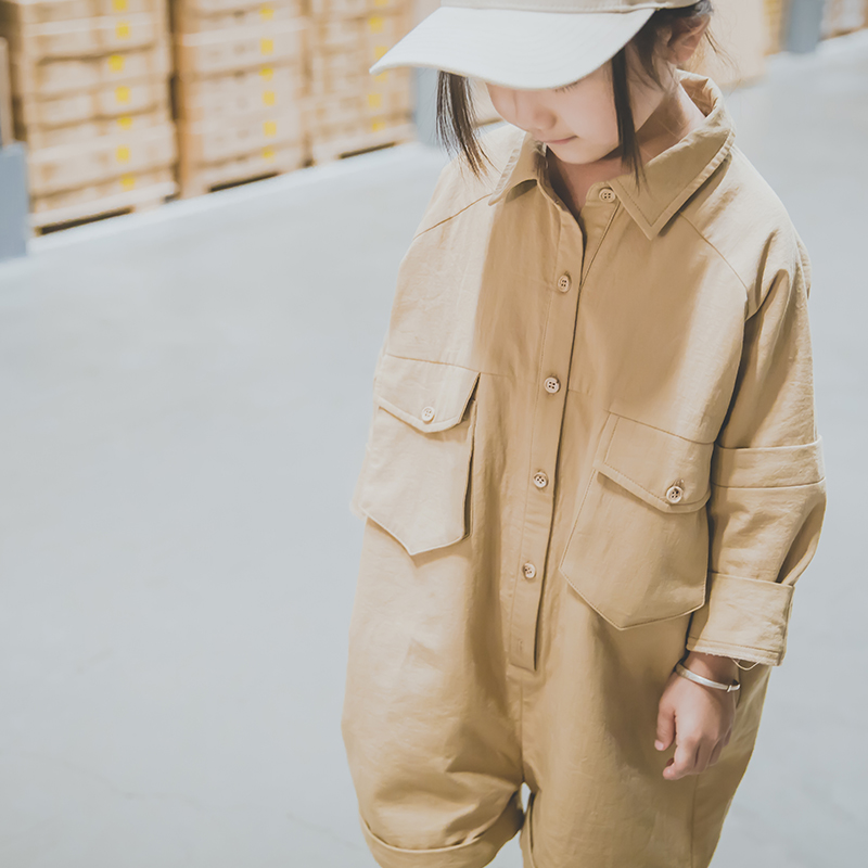 Pawpaw Liu original design girl jumpsuit spring and autumn boys cute tooling one-piece tide clothing cotton