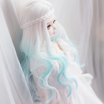 taobao agent SD BJD doll wig white mint blue medium gradient 4 points and 3 points giant baby size spot