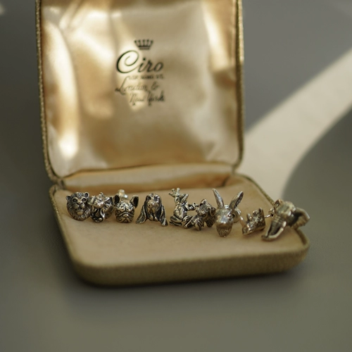 Серьги, ретро кролик, серебро 925 пробы, лев, слон