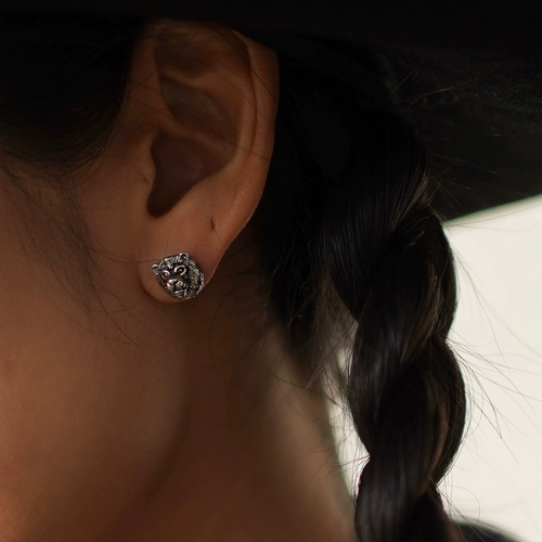 Серьги, ретро кролик, серебро 925 пробы, лев, слон