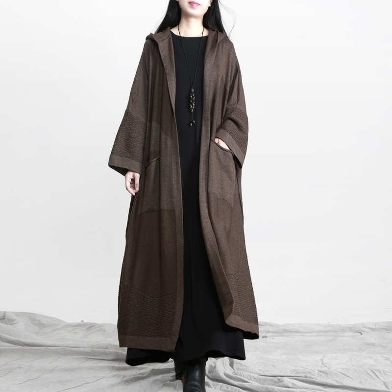 Xifeng Retro Zen Style Large Size Trench Coat for Women, Autumn and Winter Loose and Elegant Sweater Cardigan, Over-The-Knee Long Knitted Jacket Xifeng Retro Zen Style Large Size Trench Coat for Women, Autumn and Winter Loose and Elegant Sweater Cardigan, Over-The-Knee Long Knitted Jacket