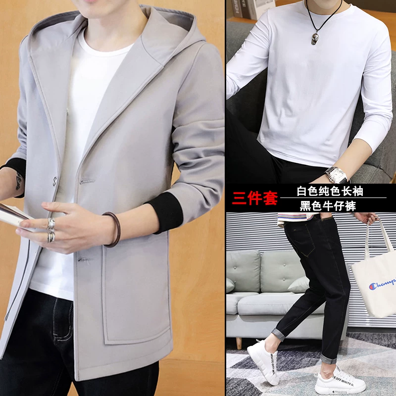 Warm spring down jacket, autumn trench coat, mid length